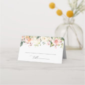 Carte De Placement Fleurs roses, fleurs blanches, verdure, mariage (Devant)