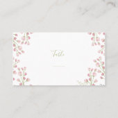 Carte De Placement Fleurs roses, numéro de table de script vert (Dos)