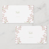 Carte De Placement Fleurs roses, numéro de table de script vert (Devant / Derrière)