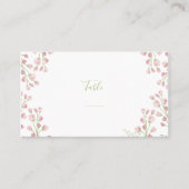 Carte De Placement Fleurs roses, numéro de table de script vert (Devant)