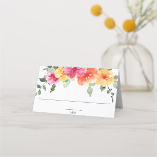 Carte De Placement Fleurs roses orange florales lumineuses de printem