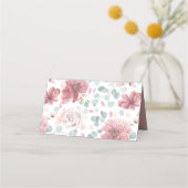 Carte De Placement Fleurs Roses poussiéreuses Élégant Mariage romanti (Dos)