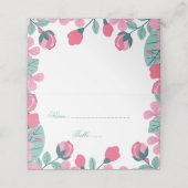 Carte De Placement Fleurs roses romantiques & feuilles verts (Extérieur déplié)