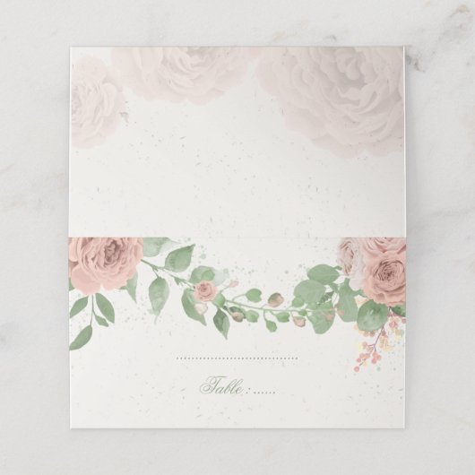Carte De Placement fleurs roses rousses verdure botanique (Extérieur déplié)