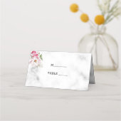 Carte De Placement Fleurs Roses Sur Marbre (Devant)