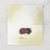 Carte De Placement fleurs rouges noires or feuilles (Extérieur déplié)