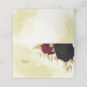 Carte De Placement fleurs rouges noires or feuilles (Extérieur déplié)