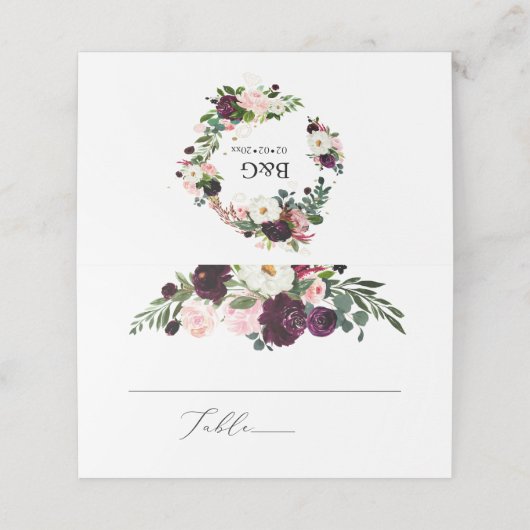 Carte De Placement Fleurs rustiques d'aquarelle de fleur de (Extérieur déplié)