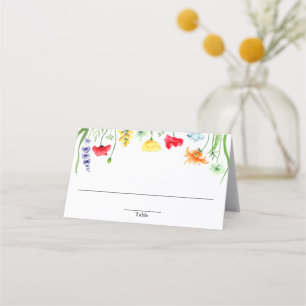 Carte De Placement Fleurs sauvages colorées florales de printemps