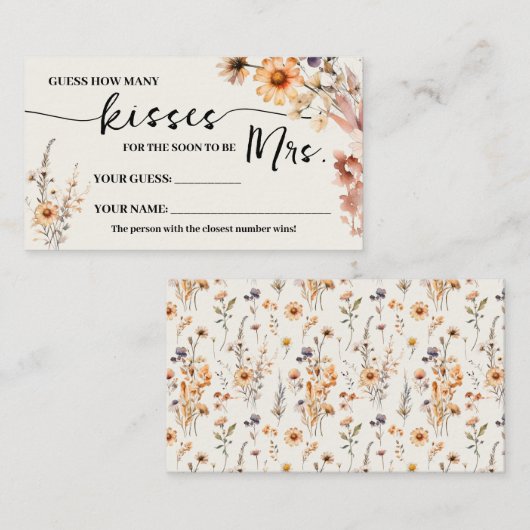 Carte De Placement Fleurs sauvages d'automne Combien de baisers pour  (Devant / Derrière)