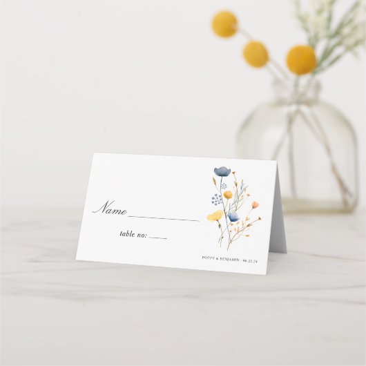 Carte De Placement Fleurs Sauvages Délicates Florales Mariage Rustiqu (Devant)