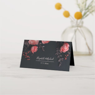 Carte De Placement Fleurs Sculptées Sombres et Mystérieuses pour un M