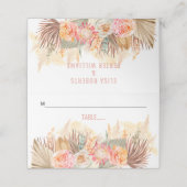 Carte De Placement Fleurs séchées et pampas herbe taché rose doux (Extérieur déplié)