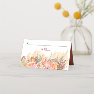 Carte De Placement Fleurs séchées et pampas herbe tachée terre cuite