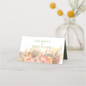 Carte De Placement Fleurs séchées et pampas herbe tachée vert (Dos)