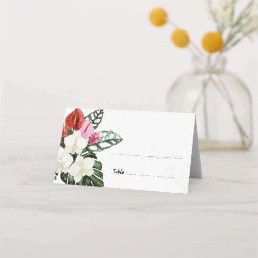 Carte De Placement Fleurs tropicales Aquarelle Monstera Mariage feuil (Devant)