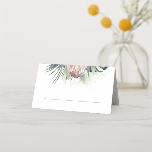 Carte De Placement Fleurs tropicales roses Mariage de plage (Devant)