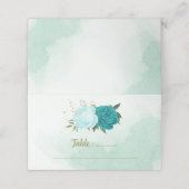 Carte De Placement fleurs turquoise vert feuille (Extérieur déplié)
