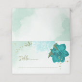 Carte De Placement fleurs turquoise vert feuille (Extérieur déplié)