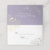 Carte De Placement Fleurs Violettes Élégant Mariage (Extérieur déplié)
