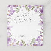 Carte De Placement Fleurs violettes Elégante Carte de lieu de mariage (Extérieur déplié)