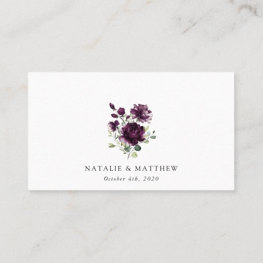 Carte De Placement Fleurs violettes, Fleurs de prunes, Boho, Mariage (Dos)