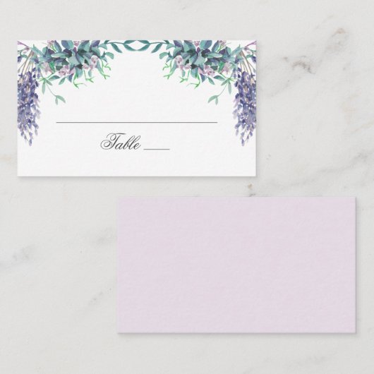 Carte De Placement Fleurs violettes. Mariage fleurie du jardin. Lavan (Devant / Derrière)
