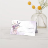 Carte De Placement Fleurs violettes Mason Jar Réception de mariage fl (Devant)