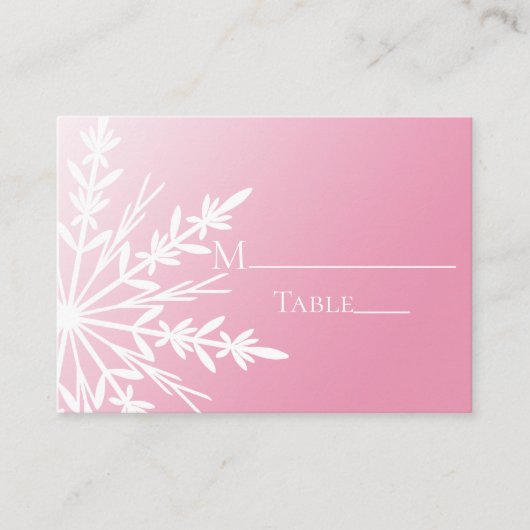 Carte De Placement Flocon de neige blanc sur Pink Winter Wedding Cart (Devant)