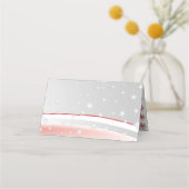 Carte De Placement Flocon de neige rouge, gris, mariage d'hiver escor (Dos)