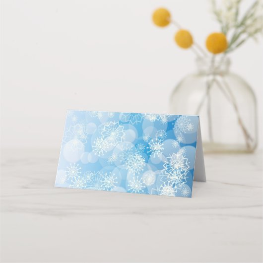 Carte De Placement Flocons de Noël sur un fond bleu (Devant)