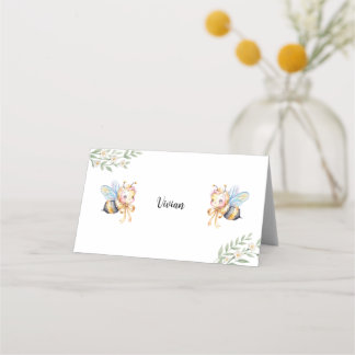 Carte De Placement Floral Beehives and little Bee Baby Shower