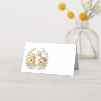 Carte De Placement Floral Beehives and little Bee Baby Shower Blank