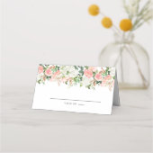 Carte De Placement Floral blanc rose pâle (Devant)