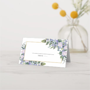 Carte De Placement Floral bleu blanc