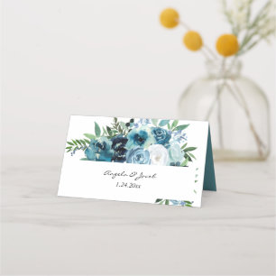 Carte De Placement Floral bleu Dusty 2 version 2