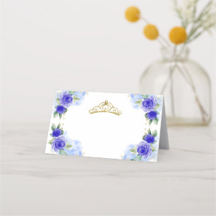 Carte De Placement Floral bleu Tiara Quinceanera