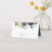 Carte De Placement Floral Blush Rose & Navy Frame Mariage élégant (Devant)
