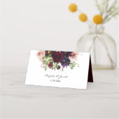 Carte De Placement Floral Bourgogne & Blush - Bourgogne (Dos)