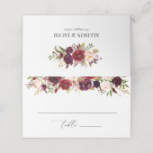 Carte De Placement Floral Bourgogne Moderne Et Brut (Extérieur déplié)