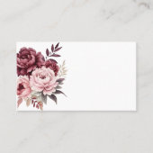 Carte De Placement Floral Bourgogne rose Aquarelle Peony Mariage (Devant)