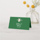 Carte De Placement Floral d'hiver | Carte Mariage verte (Dos)