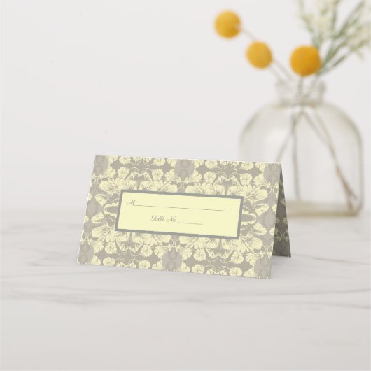 Carte De Placement Floral d'ivoire et de gris (Devant)