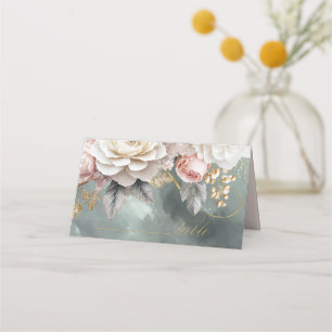 Carte De Placement Floral Drama Mariage Green ID1022