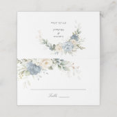 Carte De Placement Floral Dusty Blue Greenery Elegant Wedding (Extérieur déplié)