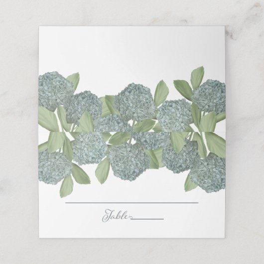 Carte De Placement Floral Dusty Blue Hydrangea Simple Élégant (Extérieur déplié)