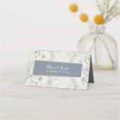 Carte De Placement Floral Dusty Blue Mariage Carte Place (Dos)
