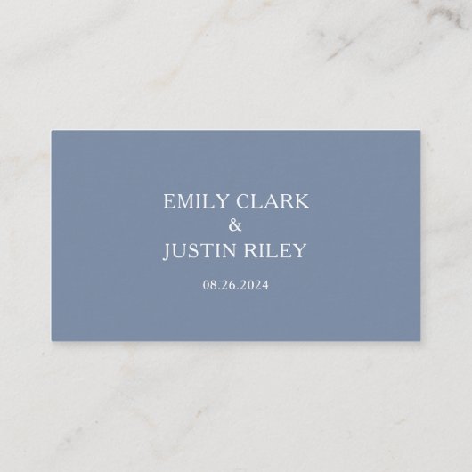 Carte De Placement Floral Dusty Blue Mariage élégant (Dos)