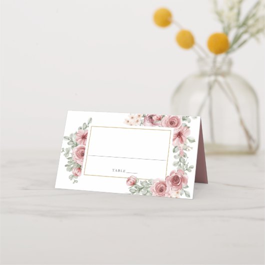 Carte De Placement Floral Dusty Rose Élégante carte de mariage (Devant)