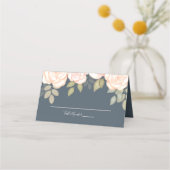 Carte De Placement Floral Elegant Blush Floral Blue Guest Mariage (Devant)